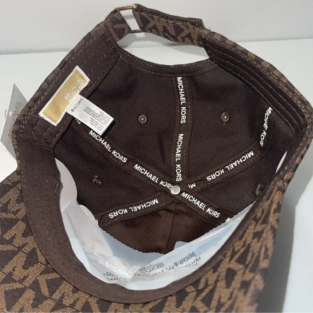 Michael Kors Signature MK Logo Baseball Cap Hat, Brown One Size.NWT